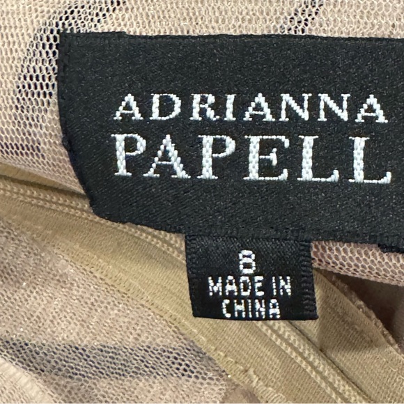 Adrianna Papell Cream Ruched Tiered Midi Dress - Picture 4 of 5